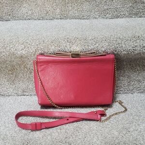 See By Chloe Chain Bag Elegant Pink Leather With Bow Women's Flap Bag Authentic